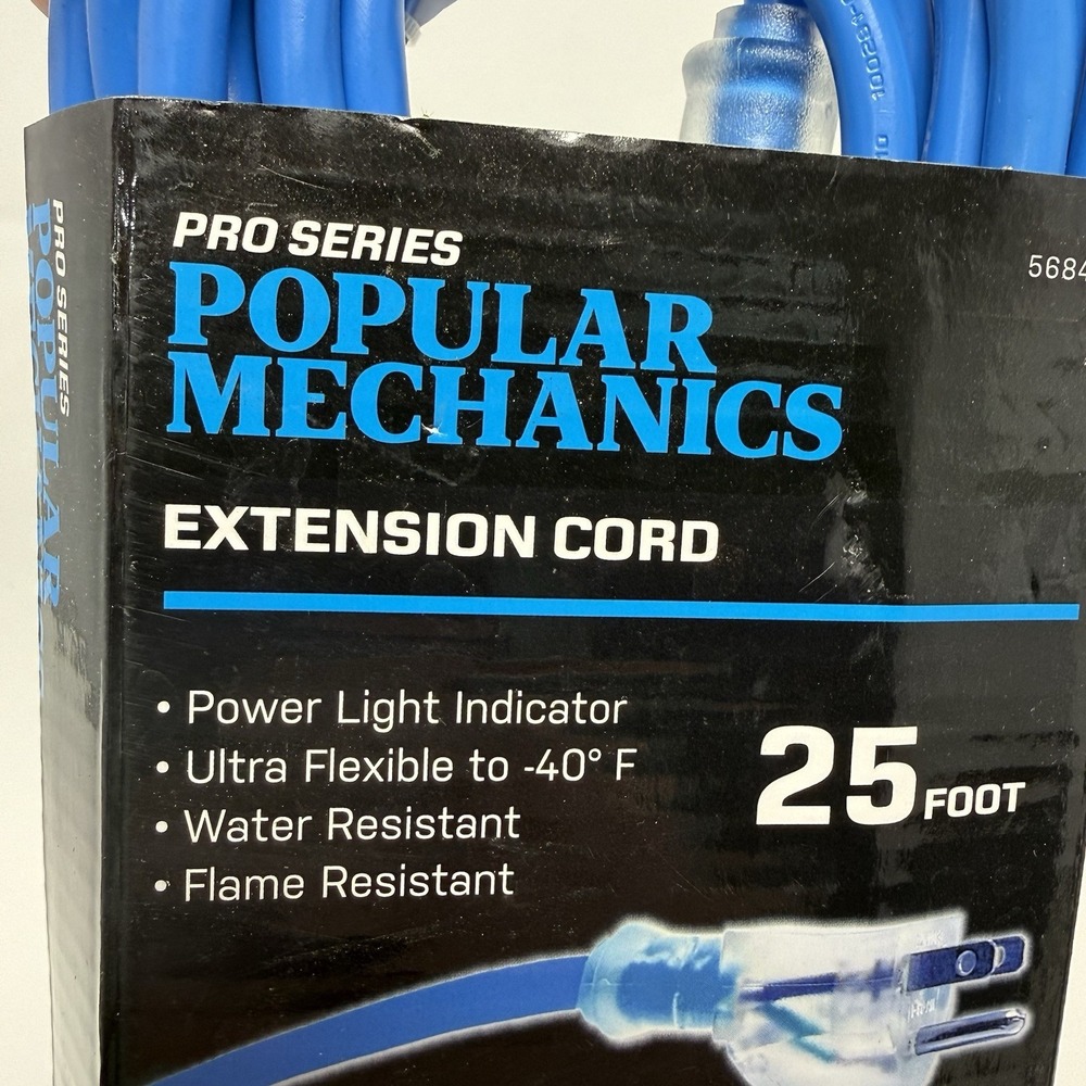 16/3 Extension Cord 25 ft Blue – Blue Ends – Heavy Duty – New Popular Mechanics - Picture 3 of 4